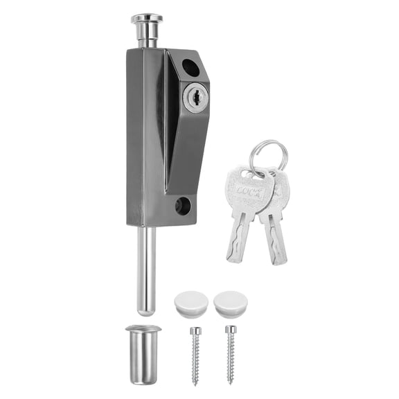 Uxcell Sliding Door Lock, Patio Door Lock Keyed Spring Loaded Latch Pin Heavy Duty Doors Latch Cane Bolts with Keys for Glass Gate[1Pcs, Black Titanium]