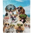 thumbnail image 1 of Cats&Dogs Beach Party Selfie Soft Plush Fleece Warm Throw Blanket Cute Cartoon Blanket, 1 of 6