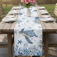 thumbnail image 4 of Blue Sea Turtles Table Runner 72 Inches, Coastal Ocean Sea Starfish Coral Jellyfish Bed Runner Dresser Scarves Tabletop for Indoor Outdoor Parties/Ceremony/Banquet, 14" x 72", 4 of 9