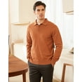 thumbnail image 2 of Kallspin Men's Cotton Knit Polo Sweater Business Casual Long Sleeve Pullover Sweater(Caramel,3X-Large), 2 of 9