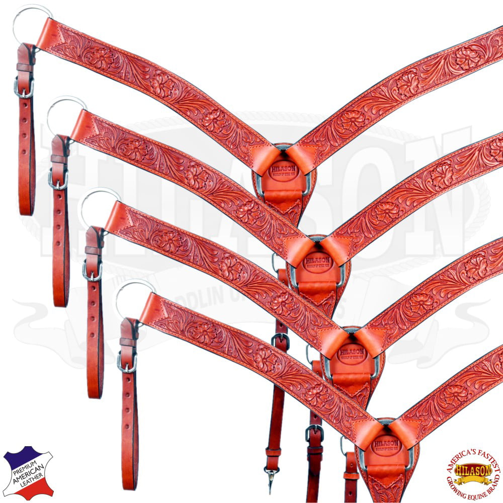 HILASON Western Horse Breast Collar Tack American Leather Red Beaded 