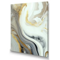 Designart White And Gold Marble Abstract III Canvas Wall Art