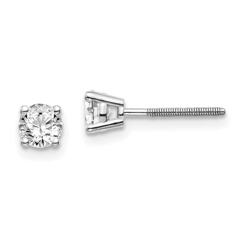 14K White Gold .60ct SI3 G-I Diamond Stud Thread On and Off Post Earrings