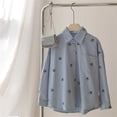 thumbnail image 6 of ZOYOEN Girls Button Down Shirts with Pocket- Long Sleeve Casual Turndown Collar Fashion Kids Fall Shirts Blue Size 14-15 Years, 6 of 9
