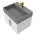 thumbnail image 2 of Amazon 24" White Wood Floating Vanity with Gray Top and Gold Trim, 2 of 10