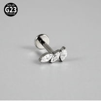G23 Titanium Micro Pave Cubic Zirconia Cartilage Earrings Internally Threaded Labrets Stud Tragus Stud Flat Back Earring Rhombus Stainless Steel Color 8mm Pin: 1.2mm