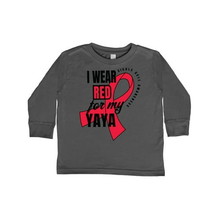 

Inktastic Sickle Cell Awareness I Wear Red For My Yaya Gift Toddler Boy or Toddler Girl Long Sleeve T-Shirt