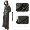 thumbnail image 4 of LOFIR Womens Plush Soft Hooded Robe, Luxury Fluffy Robe Long Fleece Spa Bathrobe for Women (XL, Dark Gray), 4 of 10