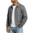 thumbnail image 4 of Fnooota Men's Bomber Jackets, Lapel Collar Zip up Long Sleeve Lightweight&nbsp; Outerwear for Spring Fall Gray Size L, 4 of 6
