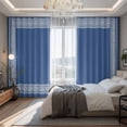 thumbnail image 2 of Dark Blue Greek Key Blackout Curtains for Bedroom/Living Room, Pinch Pleated Black Out Curtains, Geometric Greece Ancient Farmhouse Geo Room Darkening Window Drapes with Hooks 2 Panels, 39"x70", 2 of 8
