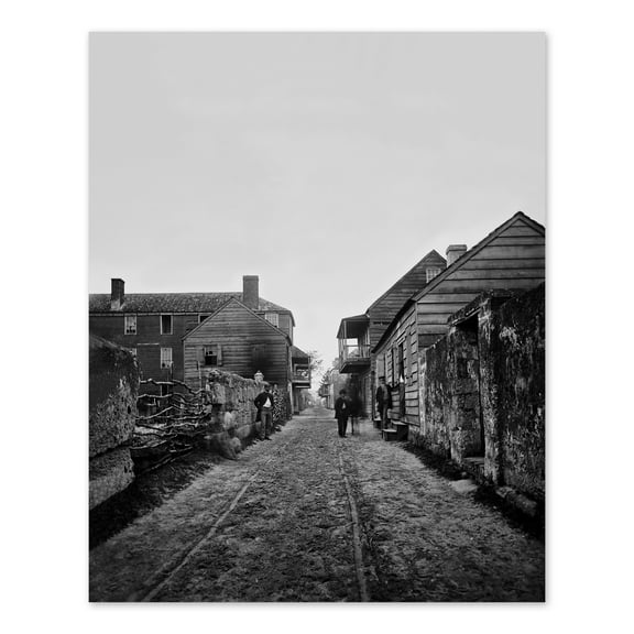 HISTORIX Vintage 1861 St Augustine Florida Photo Print - Old Photo of Saint Augustine Florida Street View During Civil War Wall Art Poster