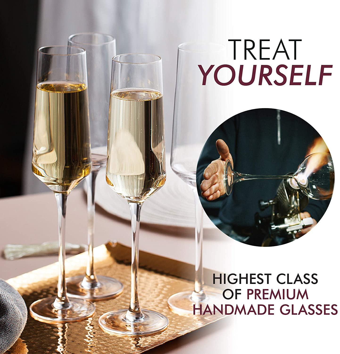 Modern & Elegant Square Island Champagne Flute - 8 oz- IEP