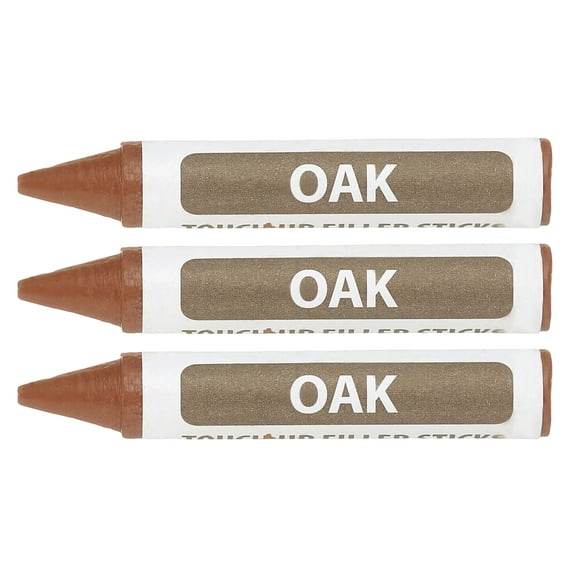 Furniture Markers Touch Up, 3Pcs Wax Wood Filler Sticks Furniture Repair Crayons for Scratches Wood Floor Holes Tables, Oak Wood