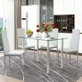 PAPROOS Dining Table Set for 4, Modern Kitchen Table Sets with Tempered ...
