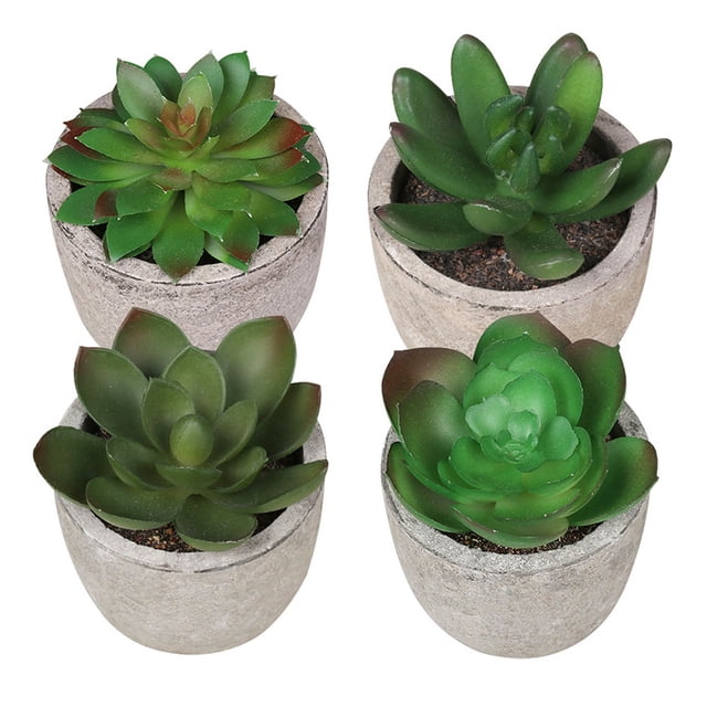 Pequeñas suculentas artificiales, Juego de 4 plantas suculentas de imitación, decoración para el hogar moderno, mesa, oficina, escritorio, estante de baño, decoración