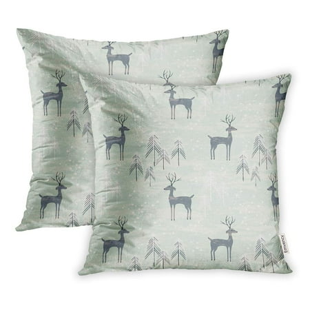 YWOTA Deer in Winter Pine Forest for Christmas Year Stationery Pillow Cases Cushion Cover 18x18 inch