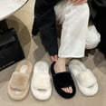 thumbnail image 3 of Women's Fuzzy Open-Toe House Slippers with Memory Foam - Plush Cozy Cute Slipper Indoor/Outdoor Soft Slip On Slides Gifts for Women Mom Her Ladies, 3 of 8