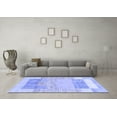 thumbnail image 3 of Ahgly Company Machine Washable Indoor Round Abstract Blue Modern Area Rugs, 4' Round, 3 of 4