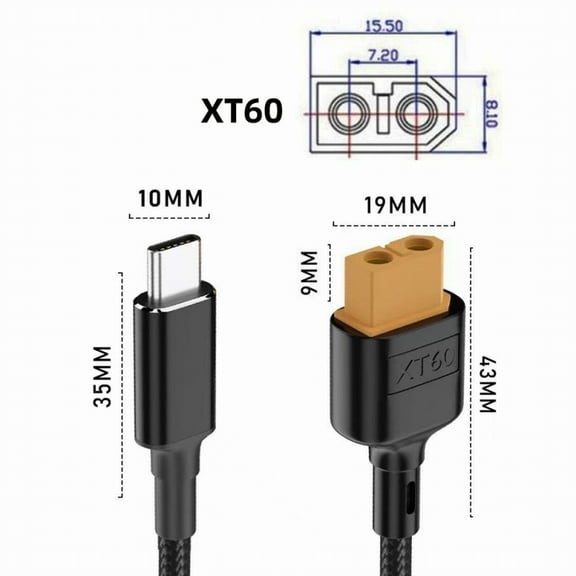 Chenyang USB-C Charger Cord SC100 Protocol XT60 to Type-C Fast Charging Cable for RC Lipo Battery Quadcopter Multicopter Aeromodelling