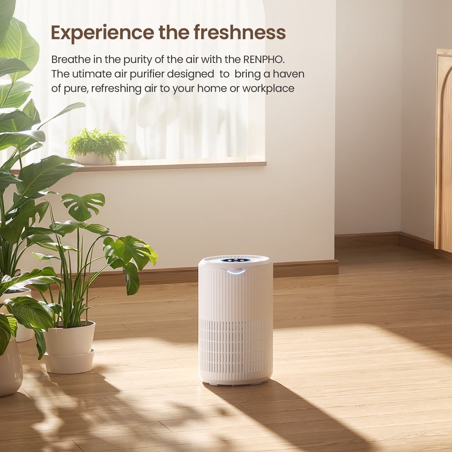 RENPHO HEPA Air Purifier for Large Room up to 1400 Sq.ft, Air Purifier for Allergies and Asthma with Sleep Mode, Remove 99.9% Smokers, Dust, Pet Hair, Odors, Pollen, Model HAU02-White