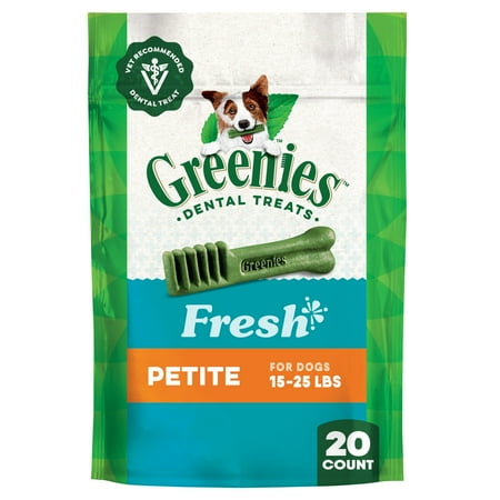 Greenies Fresh Flavor Adult Natural Dental Dog Treats Petite Size, 12 oz Pack (20 Count)