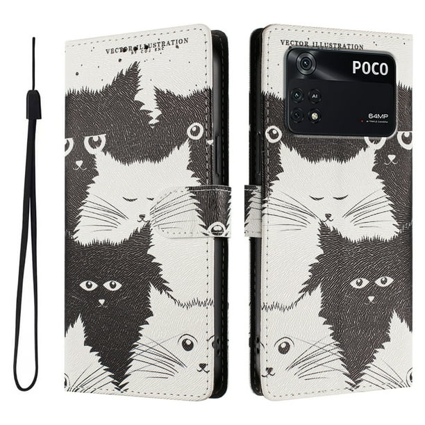 FOXDOCK Funda Tipo Cartera para Xiaomi POCO M4 Pro 4G con Soporte y Correa – Diseño de Patrones Lindos
