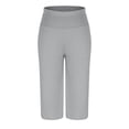 thumbnail image 4 of SBYOJLPB Women's Capris Casual Solid Color Elastic Waist Straight Leg Pants, 4 of 6