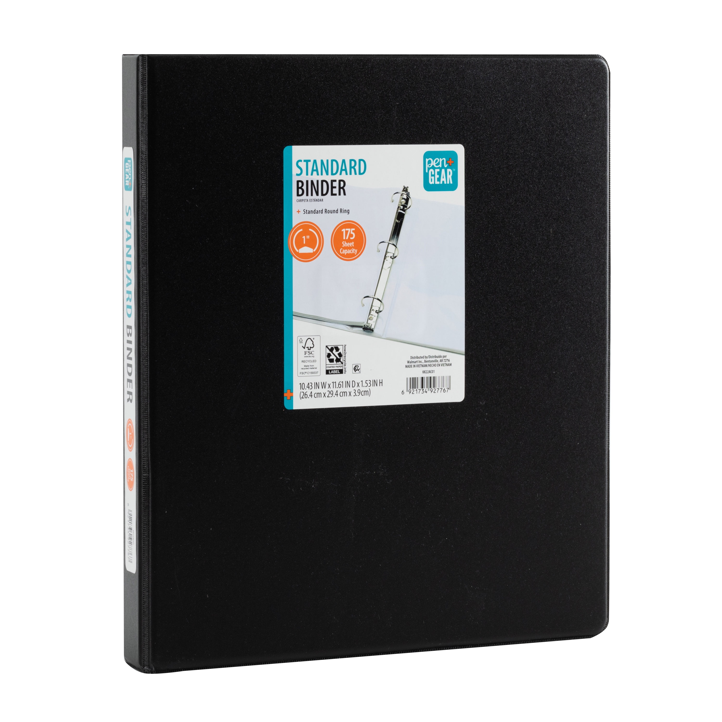 Pen+Gear 3-Ring Economy Binder,1 inch  O-Ring, Black, 1 Count