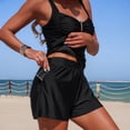 thumbnail image 4 of Xijirk Tankini Swimsuits for Women,Two Piece Swimwear with High Waist Wide Leg Pants and Side Pockets Bikini Breathable Beachwear for Beach,Swimsuit for Women,S,Black, 4 of 7