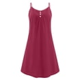 thumbnail image 1 of Innerwin Strappy Slip Dresses Spaghetti Strap Ladies Short Mini Dress Party Button Baggy Swing A-Line Sundress Red M, 1 of 5
