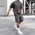 thumbnail image 3 of BRANROY Men's 2 Piece Short Set - Casual Tracksuit for Men, Summer Outfits Two Piece Set with T-Shirt and Shorts,Dark Gray,2XL, 3 of 6