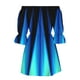 thumbnail image 5 of ICHUANYI Clearance Stylish Women's Summer Sexy Casual Off Shoulder Bell Sleeve Solid And Printed Dresses(Blue, XL) ICHUANYI WER2023081115589, 5 of 5