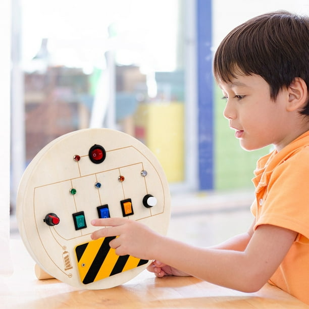 Offres de liquidation de jouets 2022 ! Feltree Busy Board, jouet sensoriel  Montessori pour enfants avec boutons LED lumineux, jouet éducatif en bois,  jouet pour bébé, jouets de voyage, cadeaux pour enfants