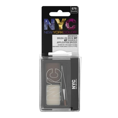 NYC New York Color Browser Brush-On Brow Kit, Brush-On Brunette 876, 4 pc