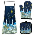 thumbnail image 1 of Fiudx Guantes de Horno Eid Al-Fitr, Almohadilla Aislante Resistente Al Calor, Juego de Delantal Protector, Cocina Sin Quemaduras, Estampado Festivo de Raya, Juego de 3 Piezas, Guantes de 26 X 17 Cm,, 1 of 3