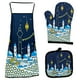 thumbnail image 1 of Xihbxyly Guantes de Horno Eid Al-Fitr, Almohadilla Aislante Resistente Al Calor, Juego de Delantal Protector, Cocina Sin Quemaduras, Estampado Festivo de Raya, Juego de 3 Piezas, Guantes de 26 X 17 C, 1 of 2