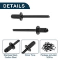 thumbnail image 4 of Dome Head Large Flange Blind Rivets Black 50 Pcs 4.8mm Grip Diameter 8mm Grip Length 9.5mm Flange Diameter Aluminum Alloy Iron, 4 of 7