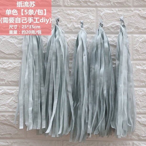 Nvzi Guirnalda de borlas grises, 25 piezas, guirnalda de borlas de papel de seda para decoración de fiestas, cumpleaños, bodas, baby shower, decoración de mesa