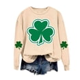 thumbnail image 4 of Moxiu St Patricks Day Women Sweatshirt Green Irish Clover Long Sleeve Sweatshirt Crewneck Shamrock Printed Pullover Tops 2025 Beige,L, 4 of 5
