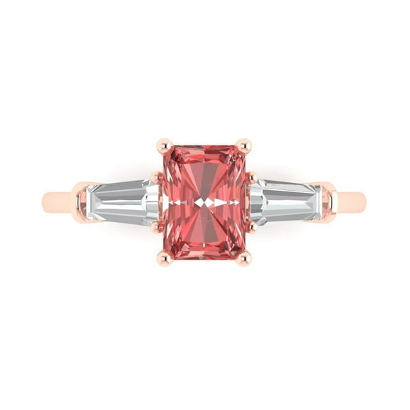 Three-Stone Engagement Ring for Women - 1.5ct Natural Garnet in 18K Rose Gold Promise Ring