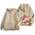 thumbnail image 4 of WILLBEST Sudadera Deportiva para Mujer Ladies' Christmas Printed Zipper Long Sleeved Pocket Adjuststring Casual Hooded Sweatshirt 2262 XXX-Grande, 4 of 8