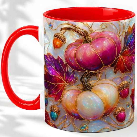 Autumn Pumpkin Accent Mug, 11oz Ceramic Coffee Cup for Fall Lovers