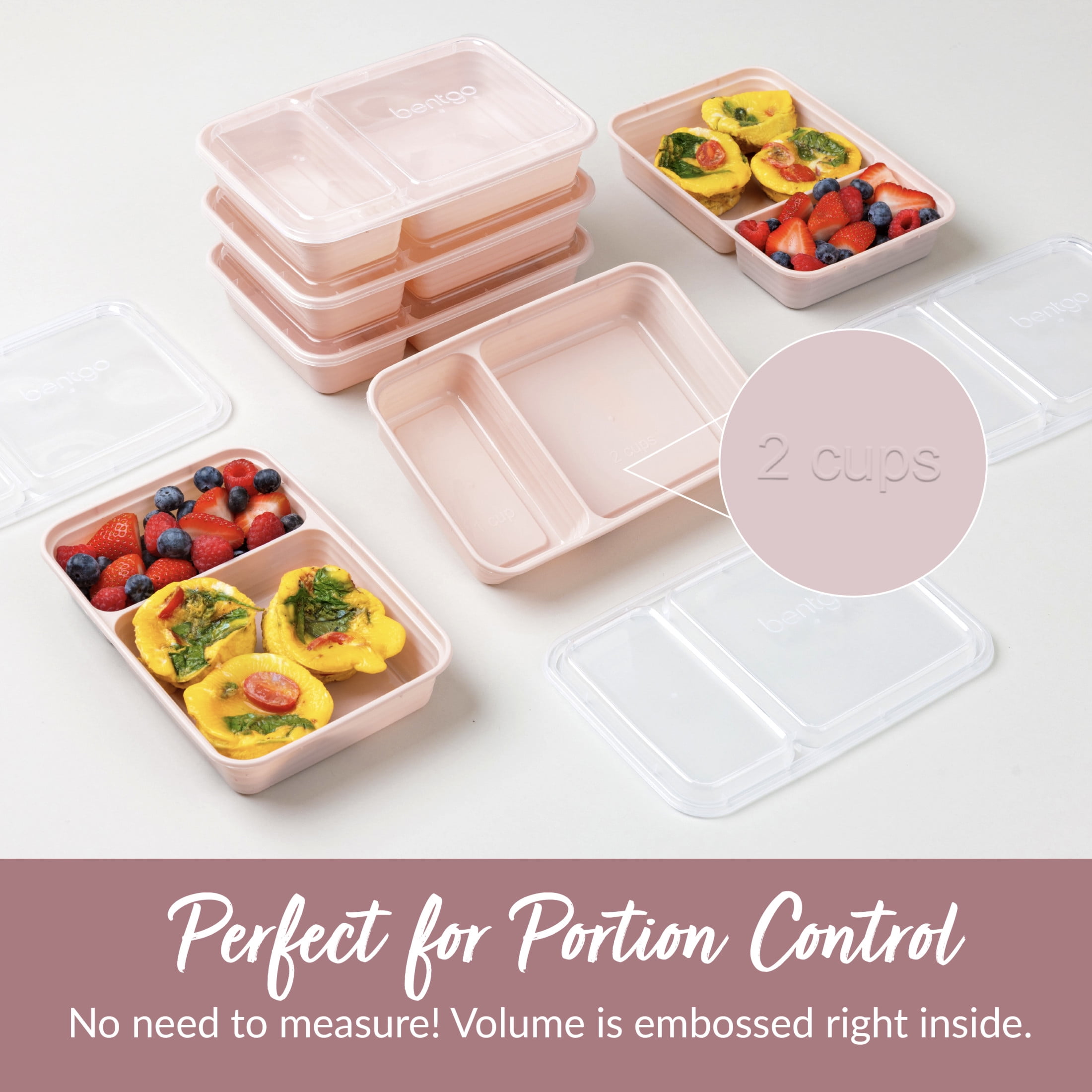 (2 pack) Bentgo Prep - 20-Piece 2-Compartment Reusable Meal Prep Containers