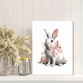 thumbnail image 2 of UXIEQU Vintage Bunny Pink Bow Flowers Canvas Wall Art 15.75x11.81 Inches, 2 of 8