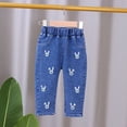 thumbnail image 2 of YunPes Toddler Girls Baggy Jeans Cute Heart Graphic Trousers Baby Wide Leg Pull On Denim Pants Stretch Elastic Waist 𝗩intage Jeans, 2 of 7