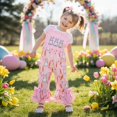 thumbnail image 4 of UACY Toddler Baby Girl Bell Bottom Romper Easter Overalls Sleeveless Bunny Flare Jumpsuit Infant Summer Clothes, 4 of 8