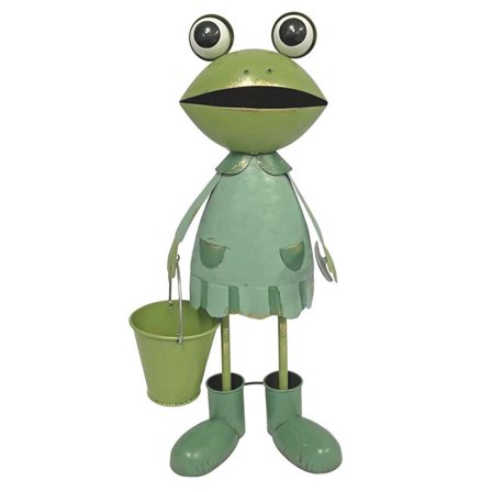 Continental Art Center 24170 Frog Statue Carrying Bucket and Shovel Outdoor Garden Statue Decoration Yard Art