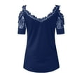 thumbnail image 4 of Puntoco Blusa de manga corta con hombros descubiertos para mujer con cuello en V y encaje Puntoco Puntoco-6134, 4 of 6