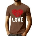 thumbnail image 2 of EchfiProm Mens Graphic Tees Short Sleeve Shirts Valentine Basic Brown Love Heart Graphic Tops for Adult XL, 2 of 5