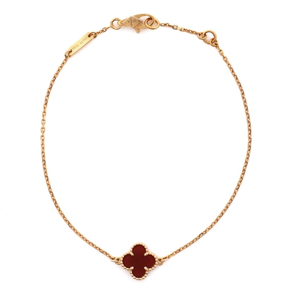 Pre-Owned Sweet Alhambra Bracelet 18K Rose Gold and Carnelian By Rebag